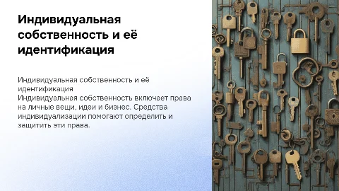 понятия индивидуальной собственности и средств индивидуализации