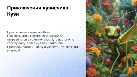 детская презентация про кузнечика Кузю