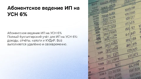 Абонентское ведение ИП на УСН 6%: бухгалтерский учёт