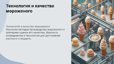 Технология производства и оценка качества мороженого