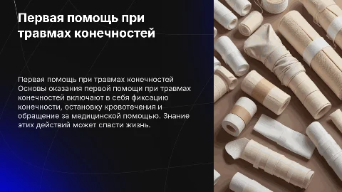 Первая помощь при травмах конечностей