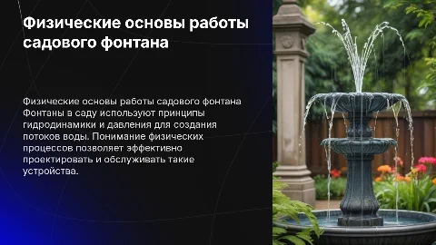 УСТРОЙСТВО ФОНТАНА В САДУ ФИЗИКА