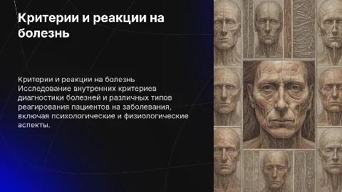 Внутренние критерии болезни Типы реагирования на болезнь