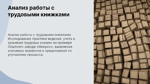Анализ работы с трудовыми книжками на заводе «Микрон»