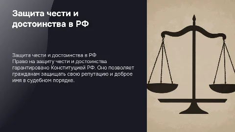 Право на защиту чести и достоинства гражданина РФ