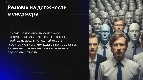 резюме на должность территориального менеджера по продажам