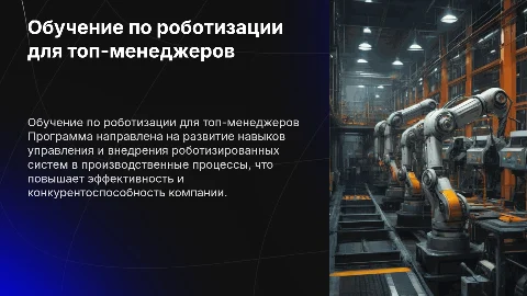 обучающая программа по роботизации производств для топ-менеджеров