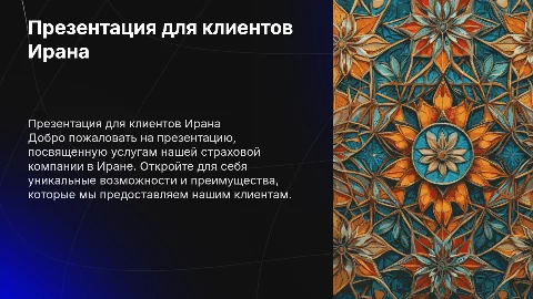 Презентация для клиентов иранской страховой компании