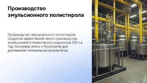 Организация производства эмульсионного полистирола мощностью 100 т в год