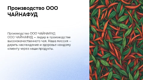 производство ООО ЧАЙНАФУД
