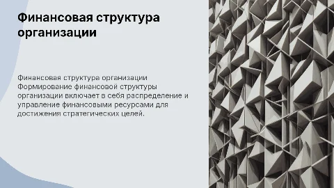 формирование финансовой структуры организации