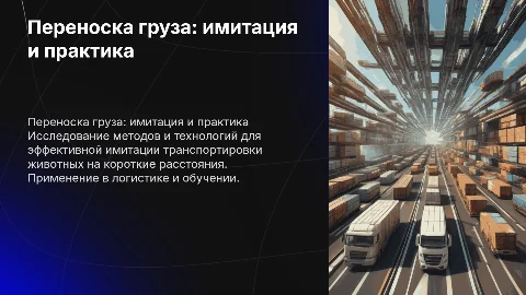 Переноска груза: имитация транспортировки животных