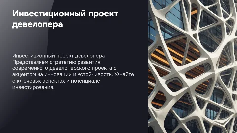 Инвестиционный проект девелопера