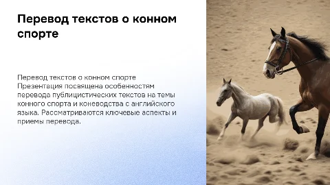 Перевод публицистических текстов по конному спорту