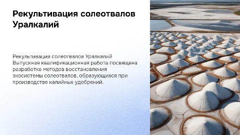 Разработка методов рекультивации солеотвалов ПАО "Уралкалий"