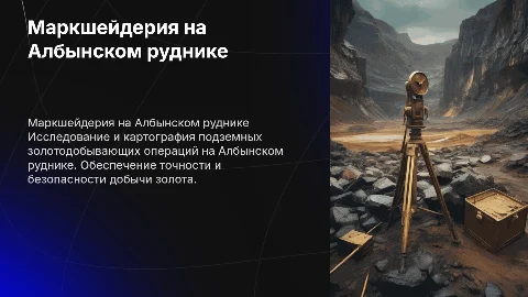 Маркшейдерское обеспечение добычи золота на Албынском руднике
