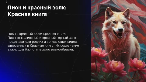 Пион тонколистный и красный горный волк из Красной книги