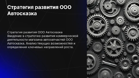 Стратегия развития коммерческой деятельности магазина автозапчастей