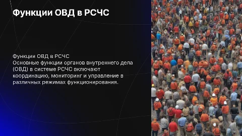 Основные функции ОВД в системе РСЧС