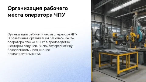Организация рабочего места оператора ЧПУ для шестерни 2602035