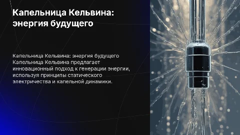 Капельница Кельвина как альтернативный источник энергии