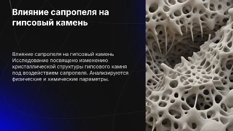 Исследование влияния сапропеля на гипсовый камень