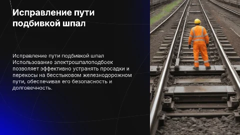Исправление просадок и перекосов пути подбивкой шпал