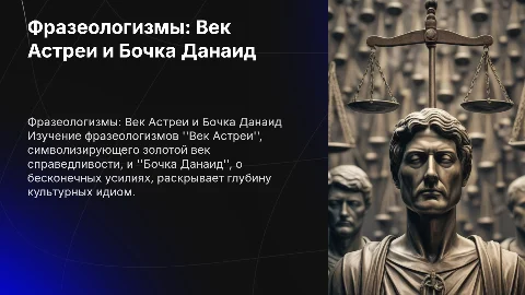 Фразеологизмы Век Астреи и Бочка Данаид