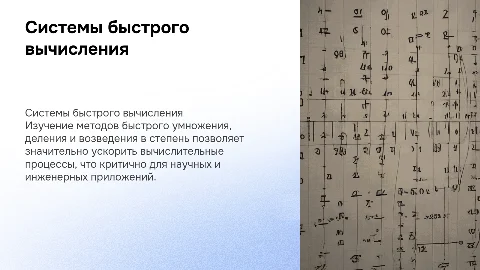 системы быстрого умножения, деления и возведения в степень