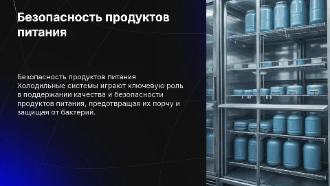 Презентация о безопасности продуктов питания и холодильных системах