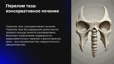 Консервативное лечение перелома таза без нарушения целостности