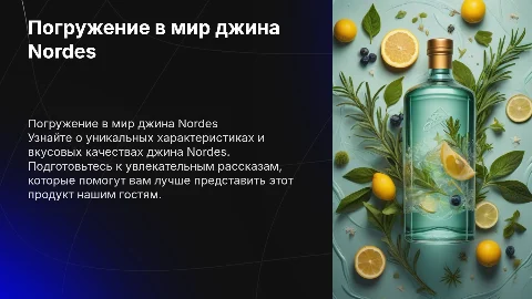 Презентация на тему джина Nordes для работников ресторана