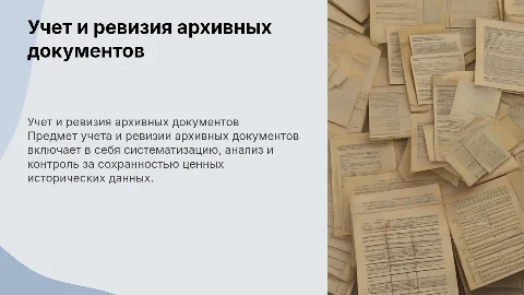 Предмет учета и ревизии архивных документов