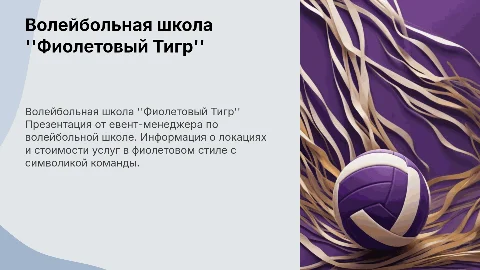 Волейбольная школа "Фиолетовый Тигр": презентация и локации