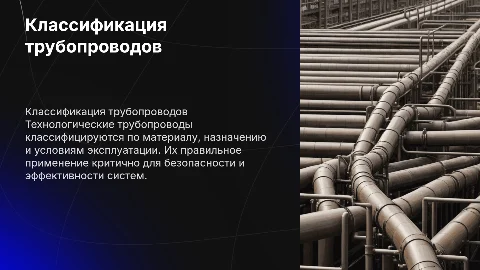 Классификация и применение технологических трубопроводов