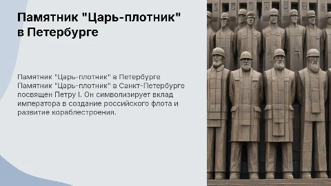 памятник "Царь-плотник" в Санкт-Петербурге