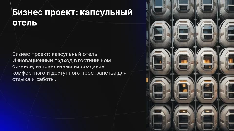 бизнес проект капсульный отель