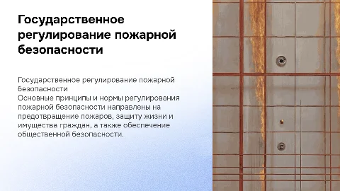 Государственное регулирование в области пожарной безопасности