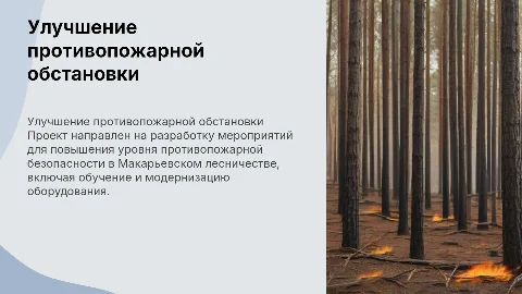 Проект мероприятий по улучшению противопожарной обстановки