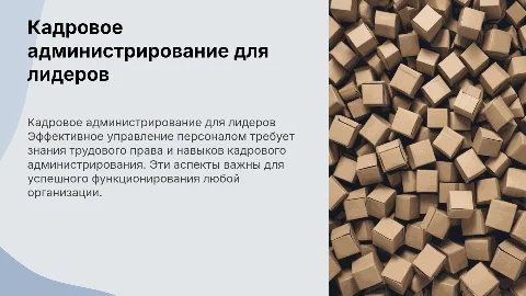 кадровое администрирование и трудовое право для управленцев