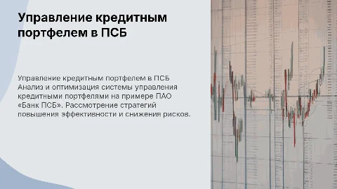 Управление кредитным портфелем на примере ПАО «Банк ПСБ»