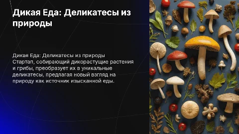Дикая Еда: Стартап с деликатесами из дикорастущих растений