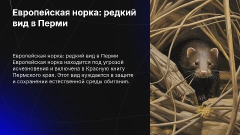 Европейская норка: редкий вид в Красной книге Перми