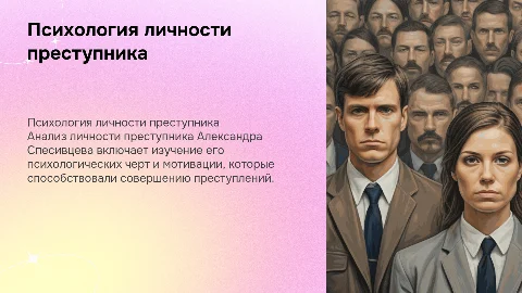 Психологическая характеристика личности преступника: Спесивцев
