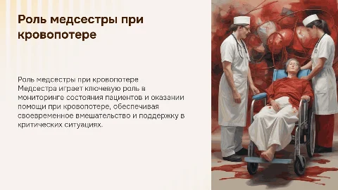 роль медсестры в лечении и уходе за больными с кровопотерей