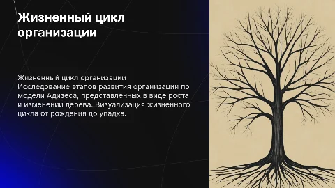 Жизненный цикл организации по Адизесу в виде дерева