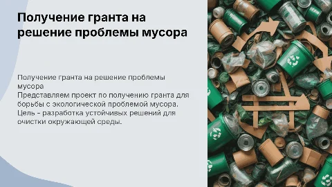 получение гранта на экологическую проблему с мусором