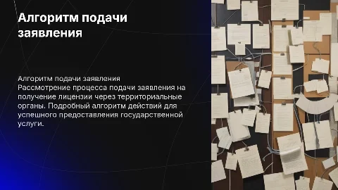 Алгоритм подачи заявления на получение лицензии