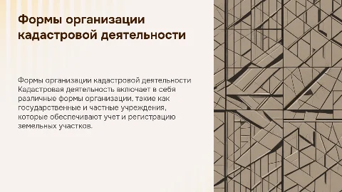Формы организации кадастровой деятельности