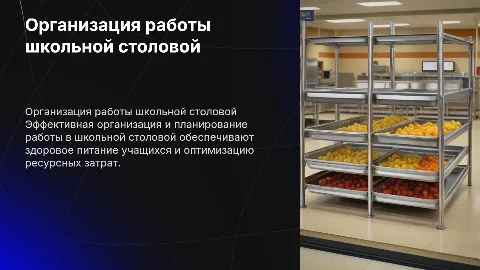 Организация и планирование работы в школьной столовой
